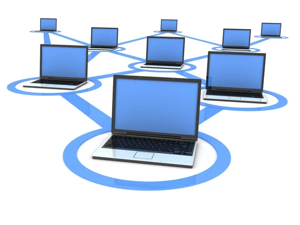Laptop netwerk (blauw) — Stockfoto