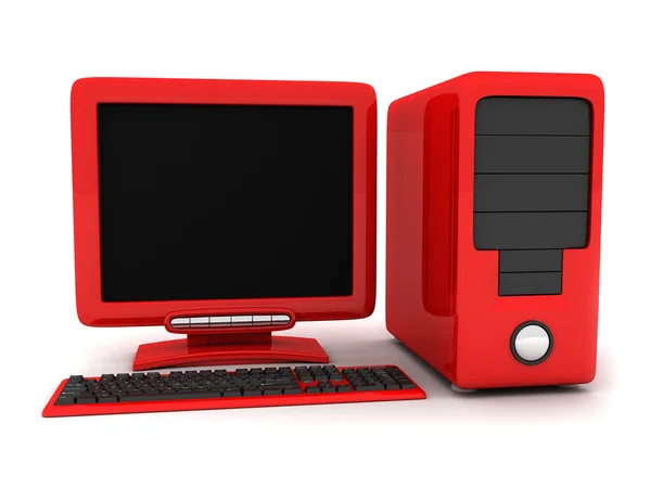 赤いコンピューター — ストック写真