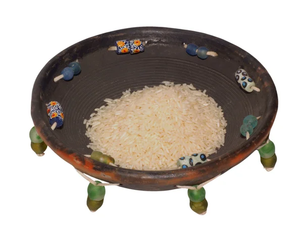 쌀과 함께 아프리카 그릇 — 스톡 사진