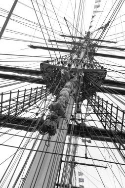 Mast and ropes of a classic sailboat clipart