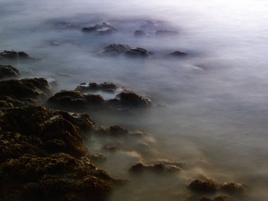 Sea rocks under the moonlight clipart