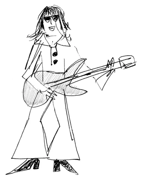 Guitar player, sixties — Stock Photo, Image