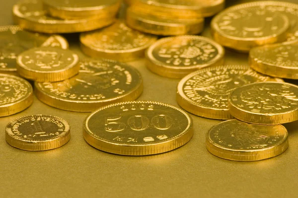 Gold Chocolate coins — Stock Photo, Image