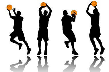 Basketball player silhouettes clipart