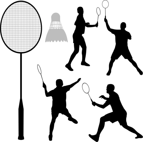 Badminton siluetleri — Stok Vektör