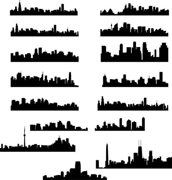 Ciudad skylines colección — Archivo Imágenes Vectoriales