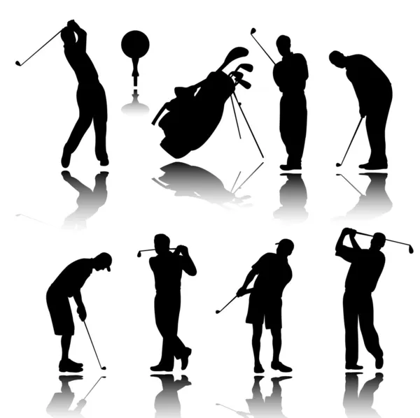 Golfçüler silhouettes — Stok Vektör
