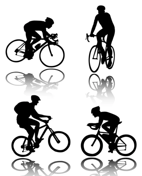 Велосипедисти силуети — стоковий вектор