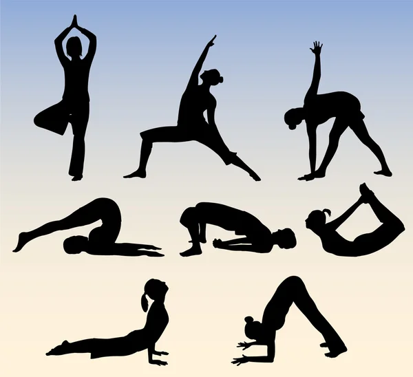 Yogaställningarna — Stock vektor