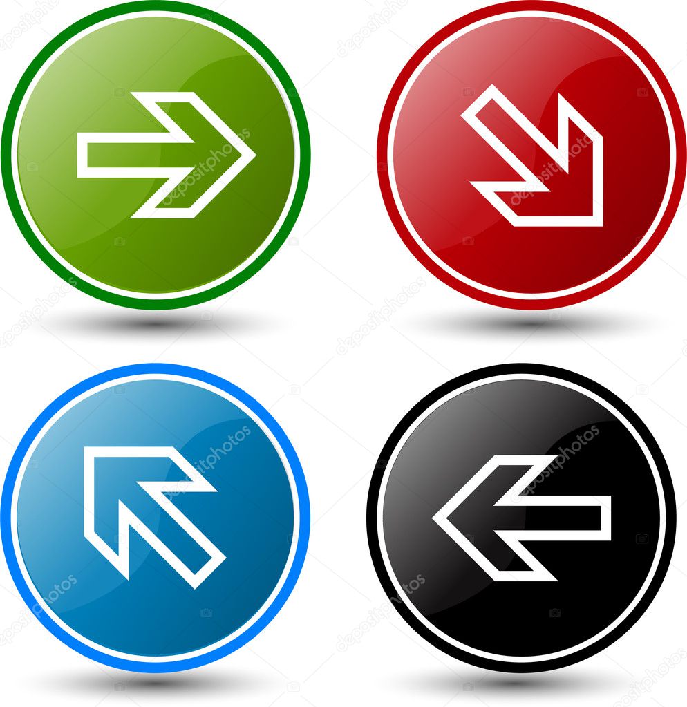 Glossy colorful buttons with arrows