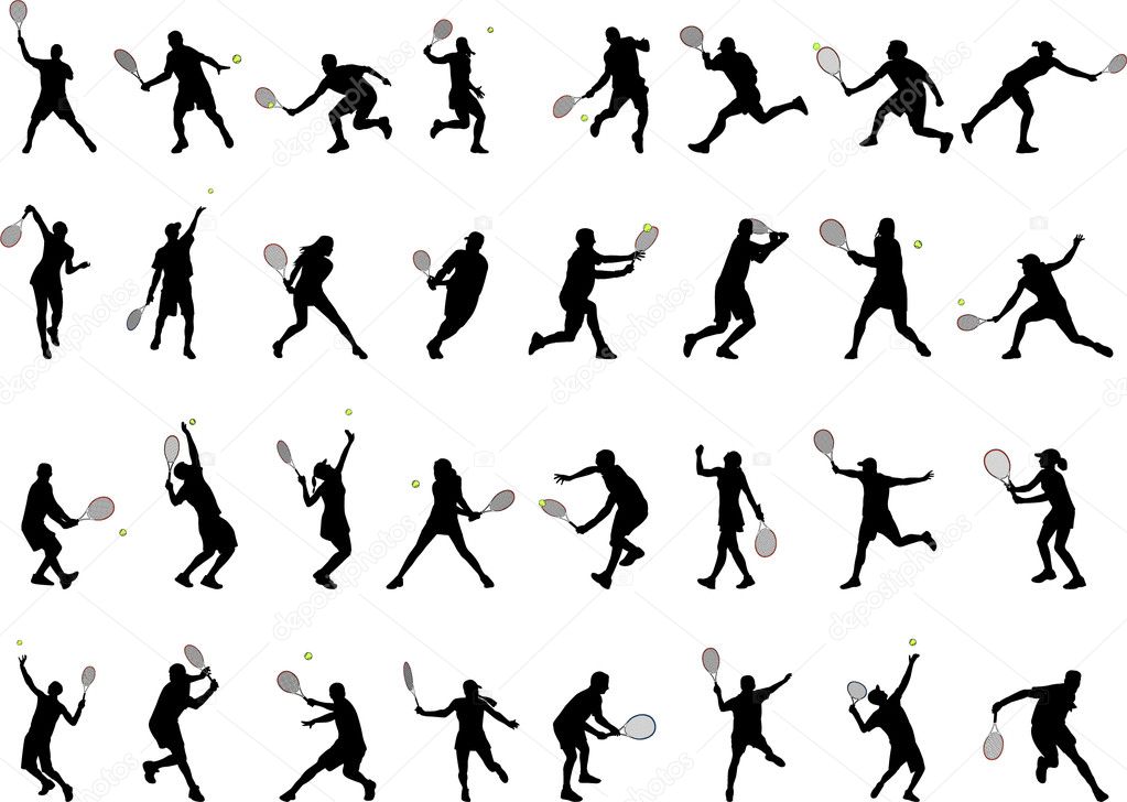 Tennis players silhouettes