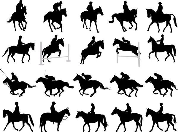 Silhouettes cavaliers — Image vectorielle