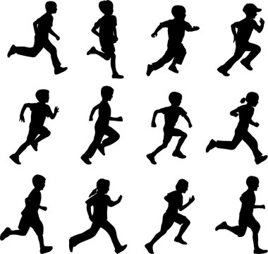 Children running clipart