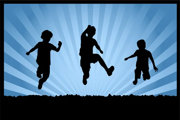 Силуэты прыжков детей — стоковый вектор
