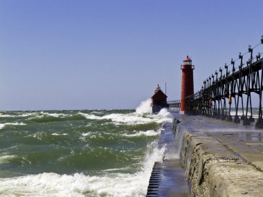 Rough Water at the Lighthouse clipart