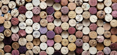 Panoramic close-up of wine corks clipart