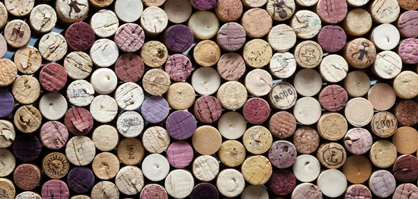 Panoramic close-up of wine corks — Stock Photo, Image