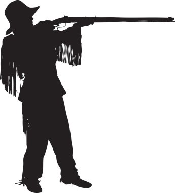 Silhouette of a young mountain man clipart