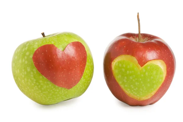 Kalbi olan iki elma — Stok fotoğraf