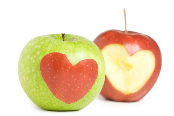 Kalbi olan iki elma — Stok fotoğraf