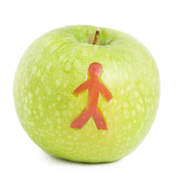 Apple with man silhouette — Stock Photo, Image