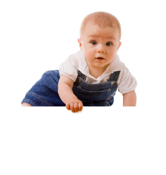 Mesaj tutan erkek bebek — Stok fotoğraf