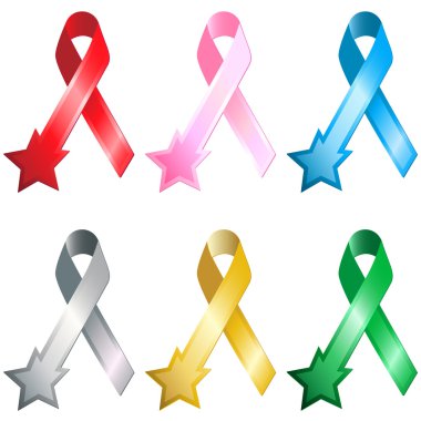 Set of 6 Ribbon with Star. clipart