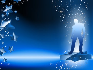 Boy Dancing on Star Blue Flyer clipart