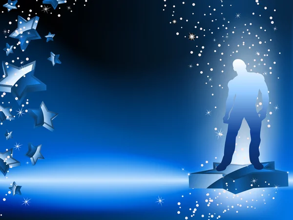 Garçon dansant sur Star Blue Flyer — Image vectorielle