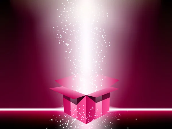 Caixa de presente rosa com estrelas . — Vetor de Stock