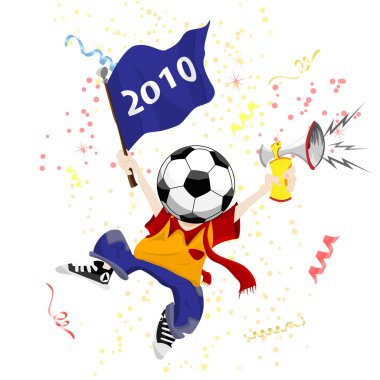 Soccer Fan with Ball Head. clipart