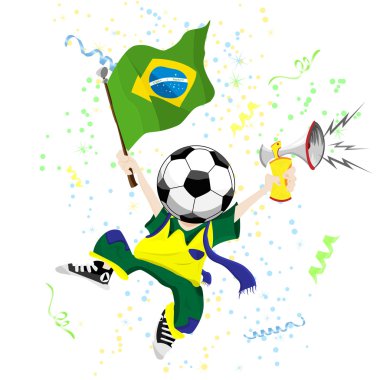 Brazilian Soccer Fan with Ball Head. clipart