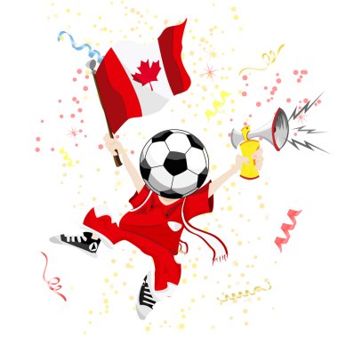 Canada Soccer Fan with Ball Head. clipart