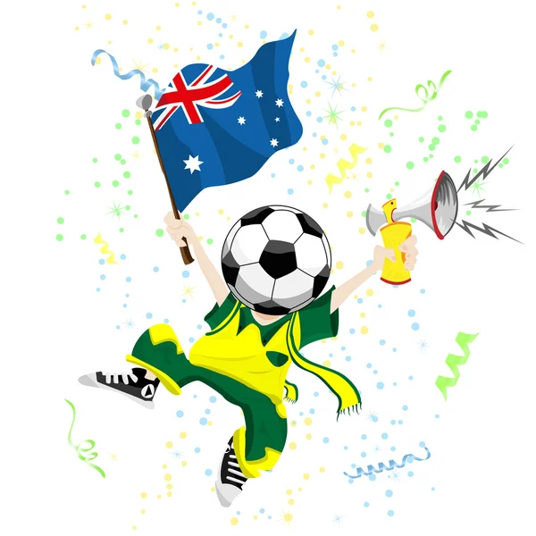 Australischer Fußballfan mit Kugelkopf — Stockvektor