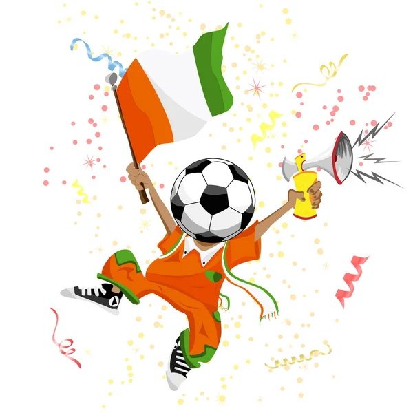 Cote d'Ivoire fotbalový fanoušek — Stockový vektor