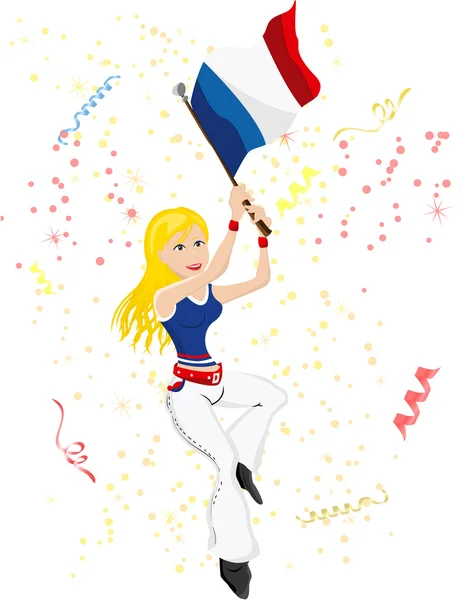 França Ventilador de futebol com bandeira . — Vetor de Stock