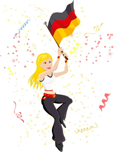 Germany Soccer Fan with flag. — Stock Vector