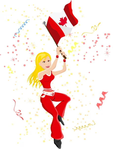 Canada Soccer Fan with flag. — Stock Vector