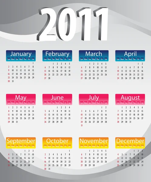 Calendario 3d 2011 — Vector de stock