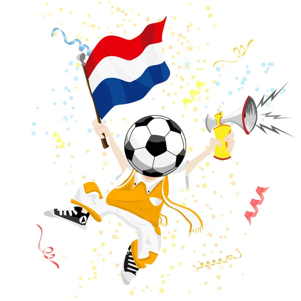 Ολλανδικό ποδόσφαιρο ανεμιστήρα με κεφάλι μπάλα — Διανυσματικό Αρχείο