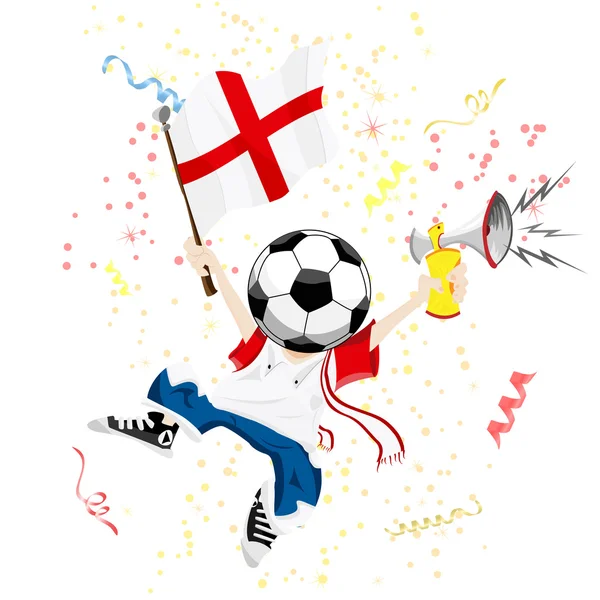 stock vector England Soccer Fan with Ball Head.