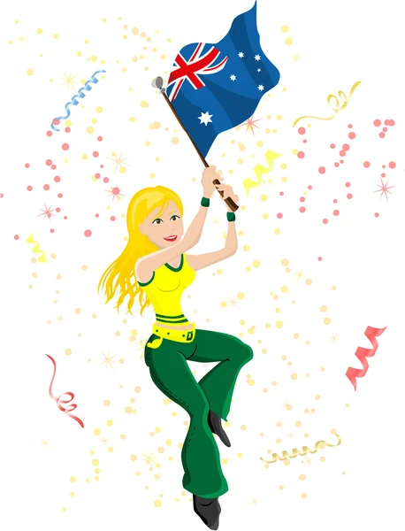Australia Soccer Fan with flag — Stock Vector