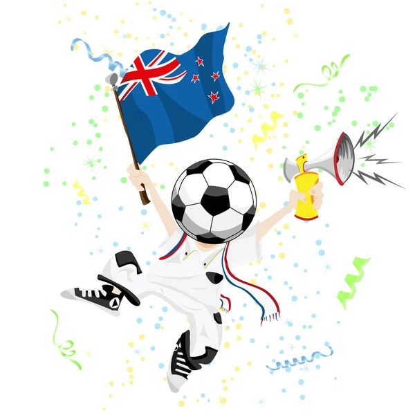 Új-Zéland foci rajongó gömbfej. — Stock Vector