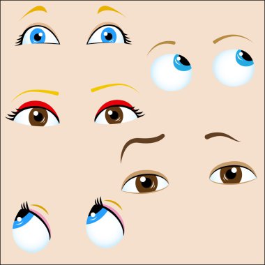 Set of 5 cartoon eyes. clipart