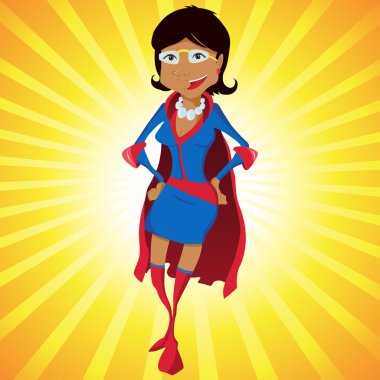 Black Super Woman Mother Cartoon clipart