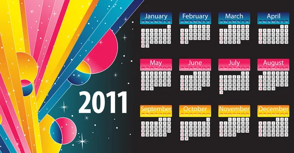 Moderner und bunter Kalender 2011 — Stockvektor