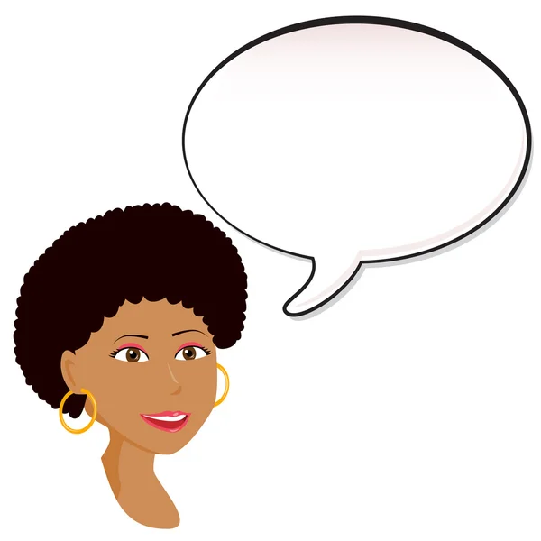 Mujer negra con burbuja del habla . — Archivo Imágenes Vectoriales
