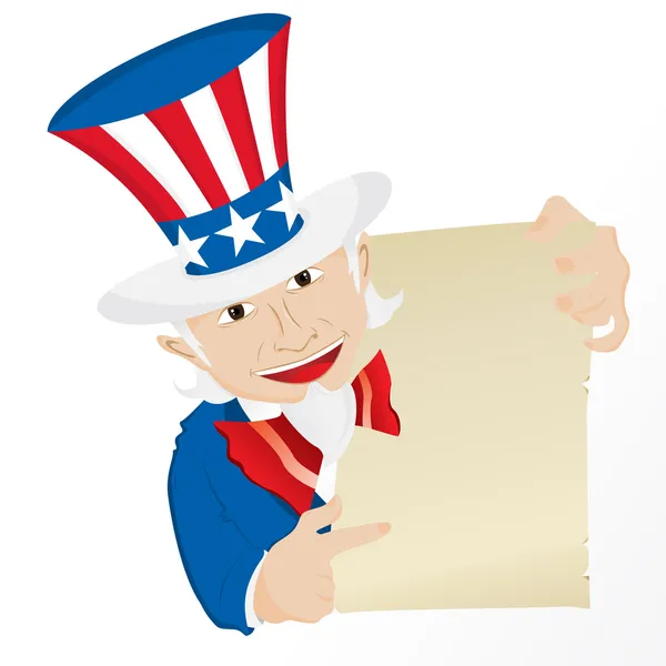 Uncle Sam Holding Sign. — Stock Vector