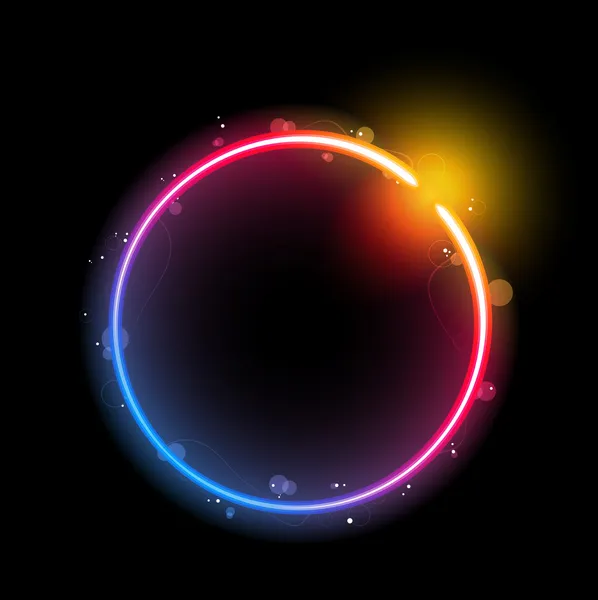 Regenboog cirkel grens met sparkles en swirls — Stockvector