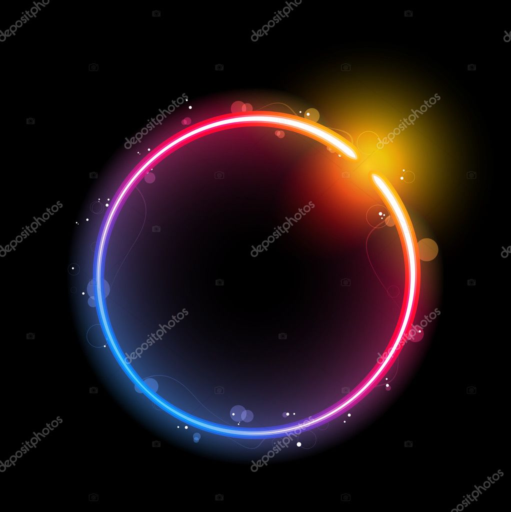 Rainbow Circle Border with Sparkles and Swirls. Editable Vector Illustration